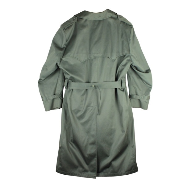 Vintage Towne London Fog Trench Coat Removable Liner Belted 44 Green Pockets - Picture 2 of 15